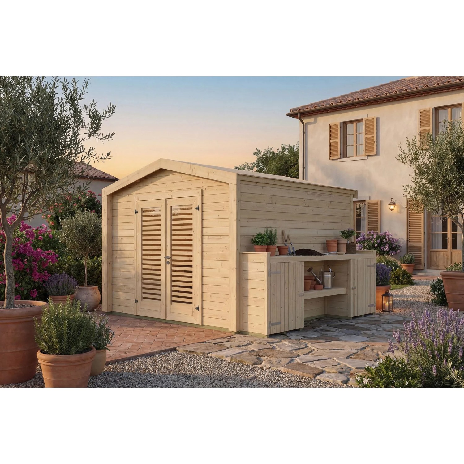 Weka Holz-Gartenhaus Killarney Satteldach Natur Unbehandelt 357 cm x 313 cm