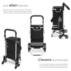 Tectake 3-in-1 Einkaufstrolley mit Kühlfach, als Umhängetasche und Sackkarre nutzbar.