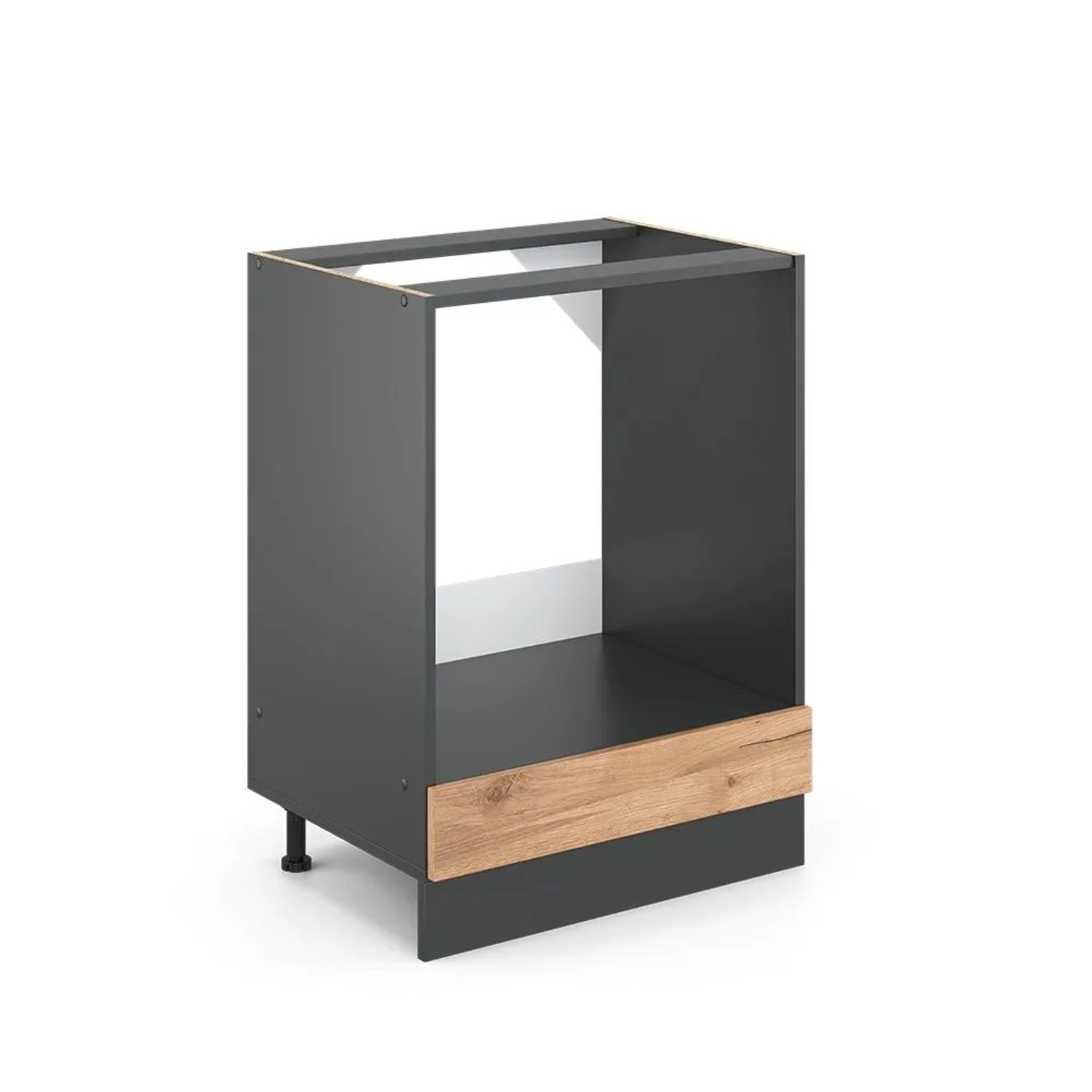 Vicco Herdumbauschrank R-Line Goldkraft Eiche Anthrazit 60 cm J-Shape AP Eiche mit Anthrazit Korpus