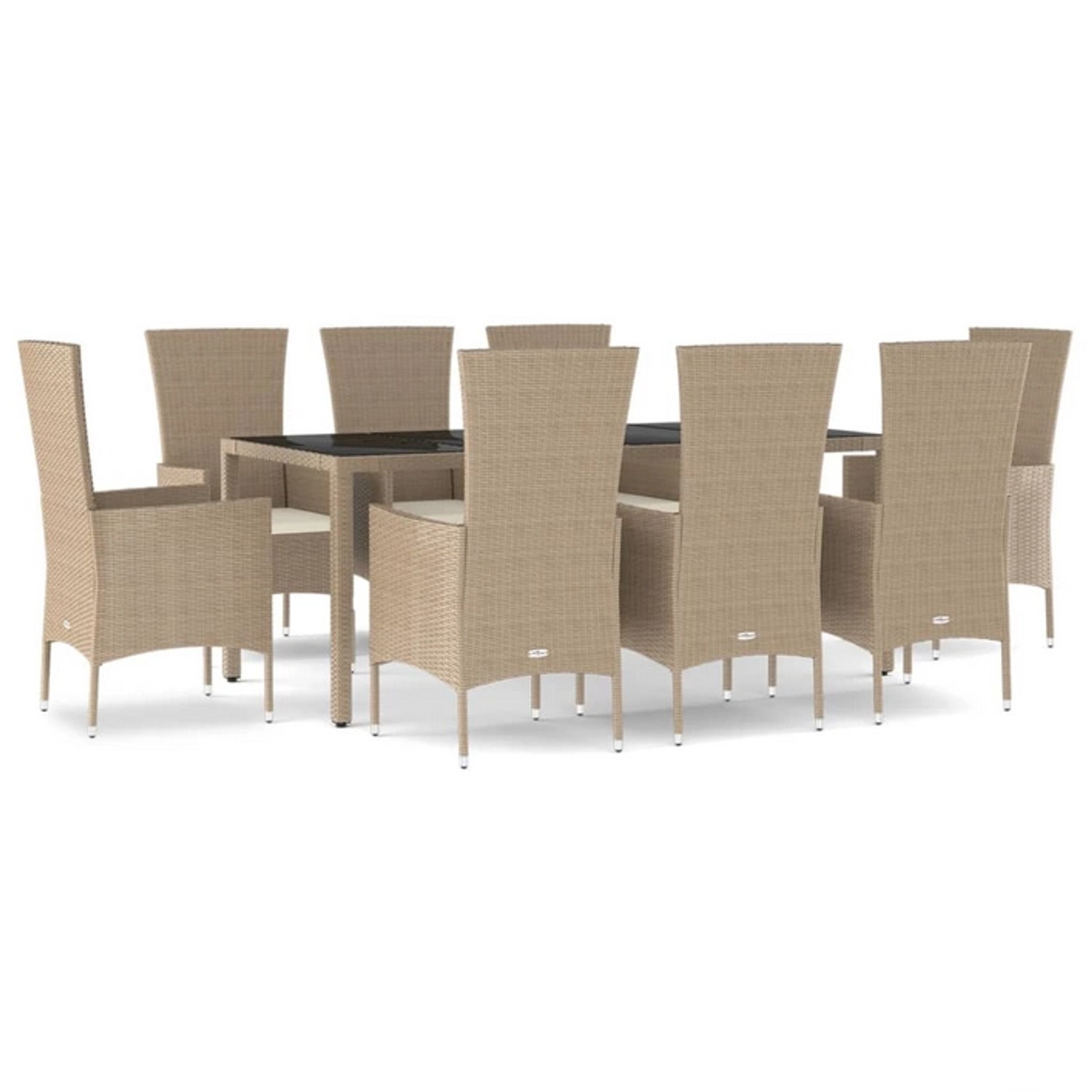 Vidaxl 9-tlg. Garten-essgruppe Mit Kissen Beige Poly Rattan günstig online kaufen