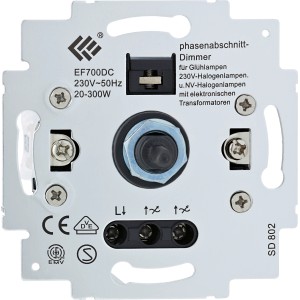 Detailansicht: OBI Phasenabschnittsdimmer Unterteil, 230V, 50-300W, für Glühlampen und Halogenlampen.