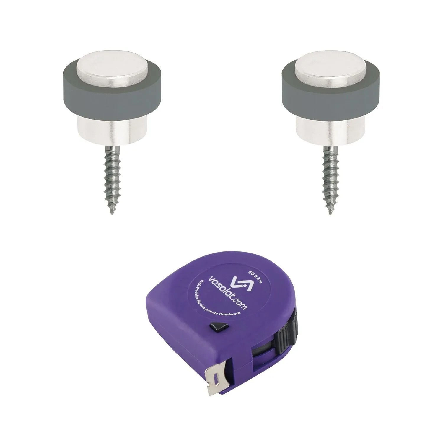 vasalat Set Türstopper Boden zum Schrauben Ø 48 mm H 38 mm Alu Silber