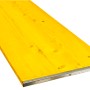 Gelbe Mehrzwecktafel aus Fichte/Tanne, 21x500x1500 mm, mit Kantenschutz.