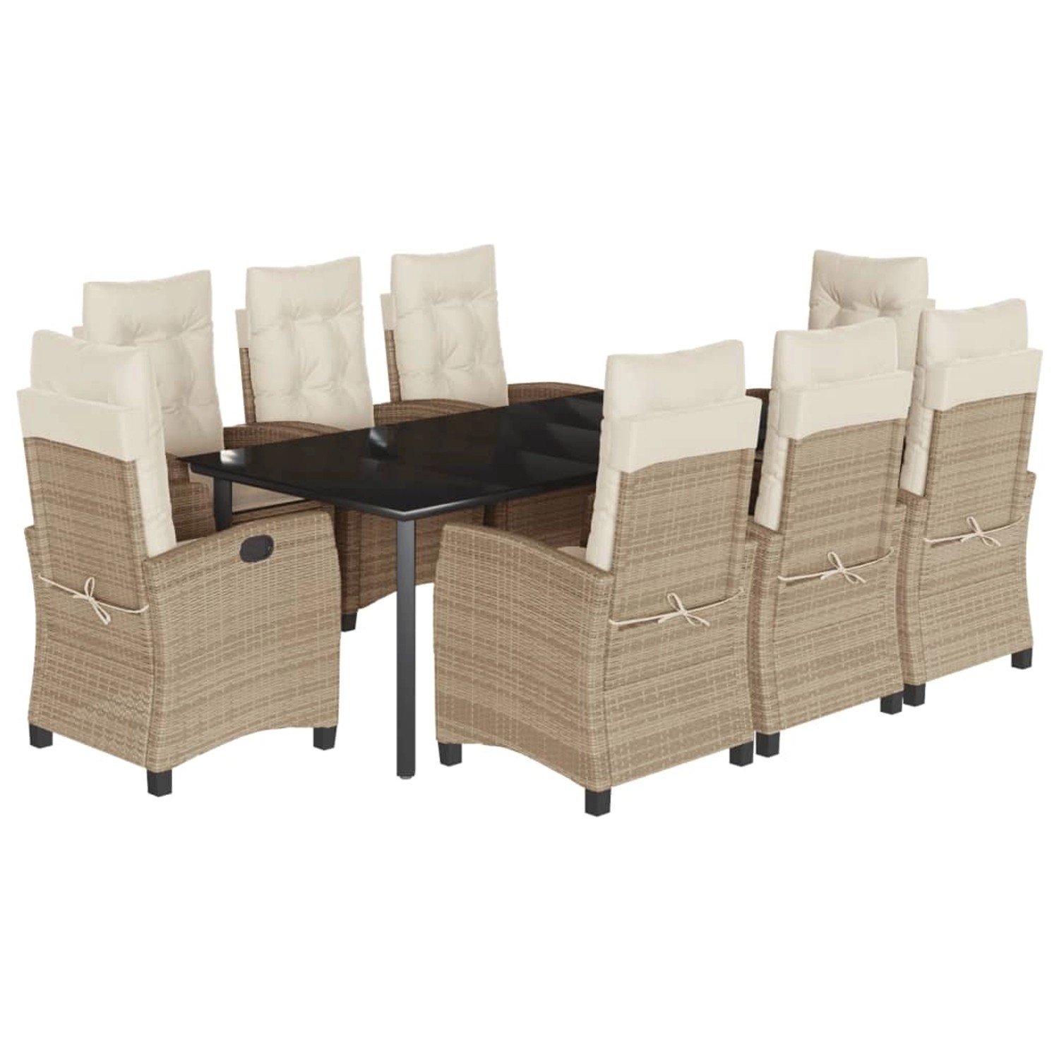 vidaXL 9-Tlg Garten-Essgruppe mit Kissen Beige Poly Rattan 3212821 günstig online kaufen