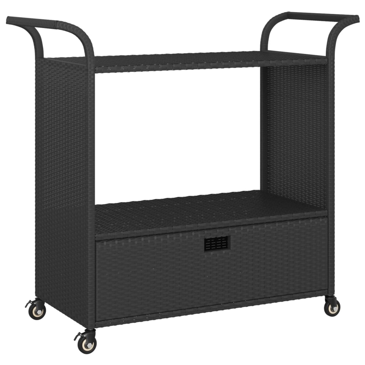 vidaXL Barwagen mit Schublade Schwarz 100x45x97 cm Poly Rattan