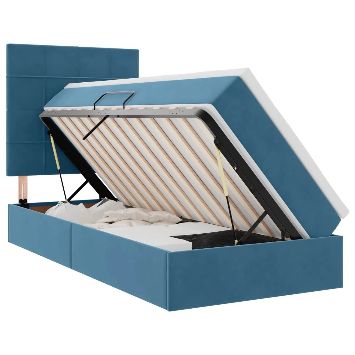 vidaXL Bett mit Stauraum und LED mit LED Dunkelblau 100 x 200 cm Samt 3372649