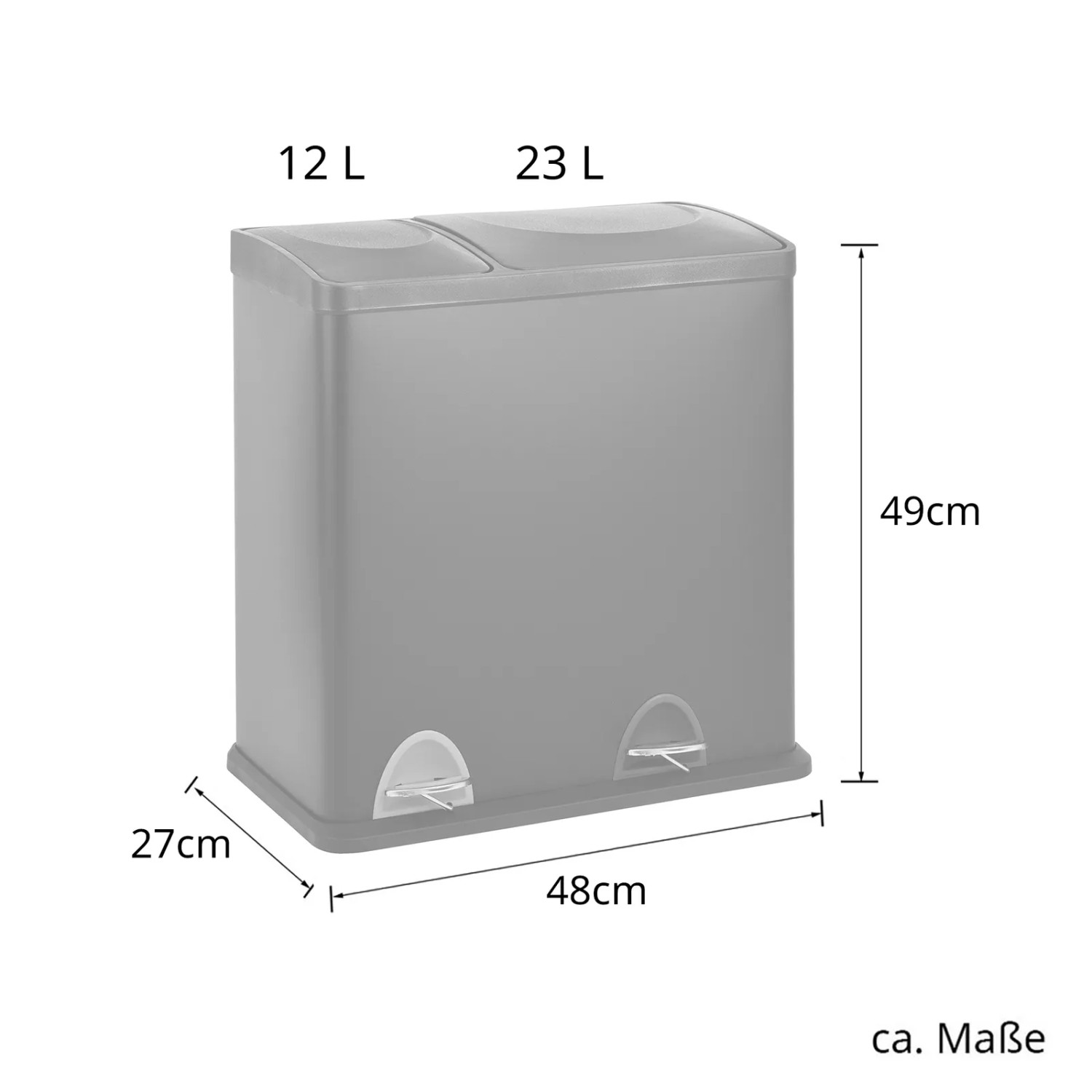 Svita TC2Combo35 35 Liter 12 23l Treteimer Trennsystem Küche Schwarz