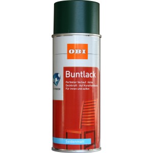 OBI Buntlack Spray Moosgrün, seidenmatt, 400ml Dose. Ideal für Holz, Metall, Innen & Außen.