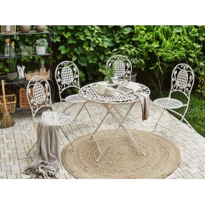 Beliani Gartentisch Set BIVIO Cremeweiß 90x90x93