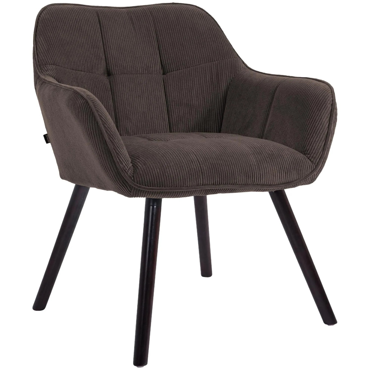 DELUKE Esszimmerstuhl DUNOR Cord Braun 65x64x82cm Schwarz Essstühle Esszimmerstühle Küchenstühle Wohnzimmerstühle