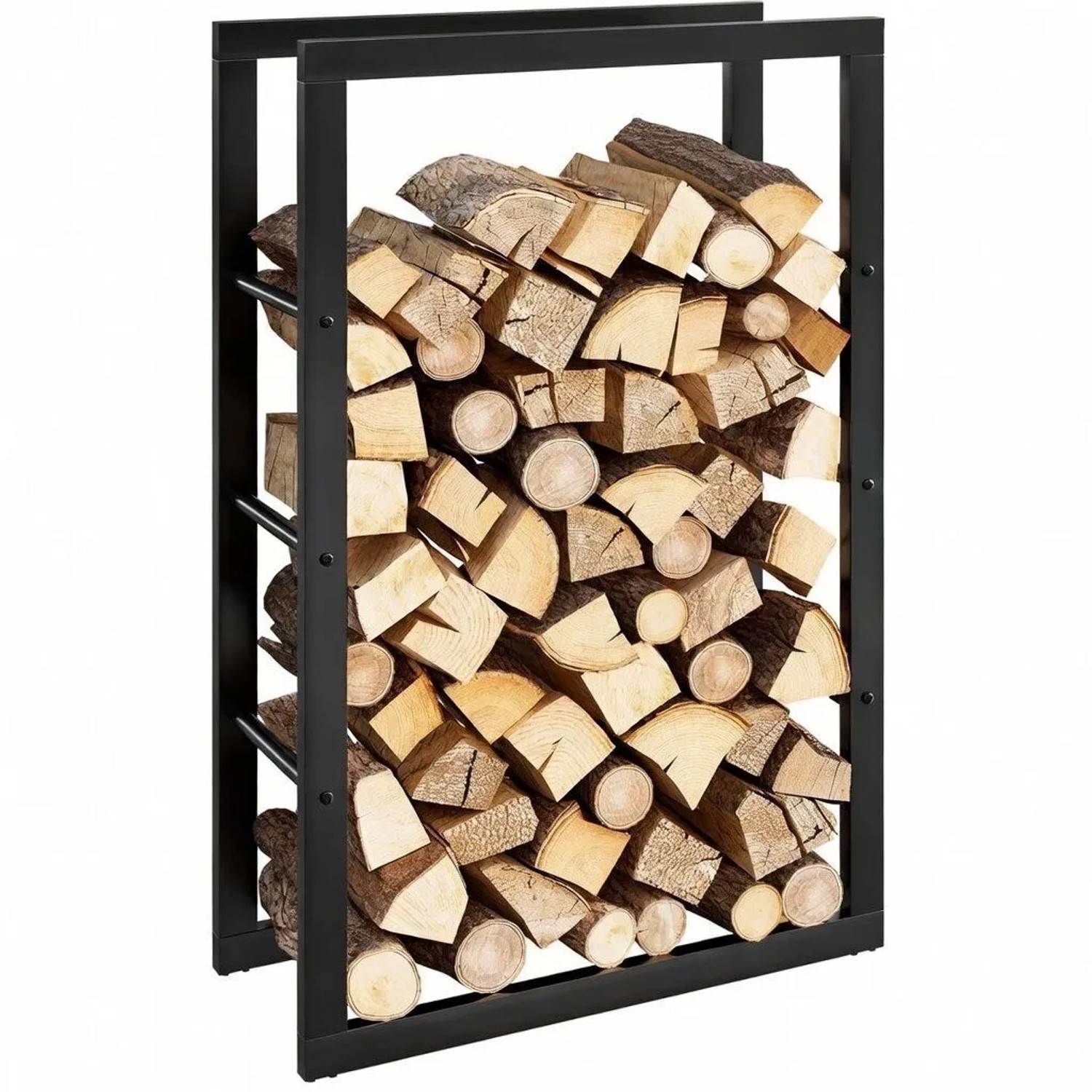 BLACK OAK Kaminholzregal JACK 100×60×25 cm – Kompaktes Holzregal aus Stahl Pulverbeschichtet für Kaminholz Innenbereich, Stabil & Modern
