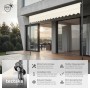 Beige Tectake Klemmmarkise 400x180 cm mit Handkurbel auf modernem Balkon. UV-beständiger Sonnenschutz.