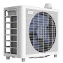 Midea PortaSplit Cool mobile Klimaanlage in Weißgrau, Außeneinheit mit Lüftergitter.