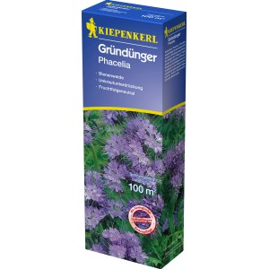 Kiepenkerl Gründünger Phacelia, 400g Packung mit zartblauen Blüten für die Bodengesunderhaltung.