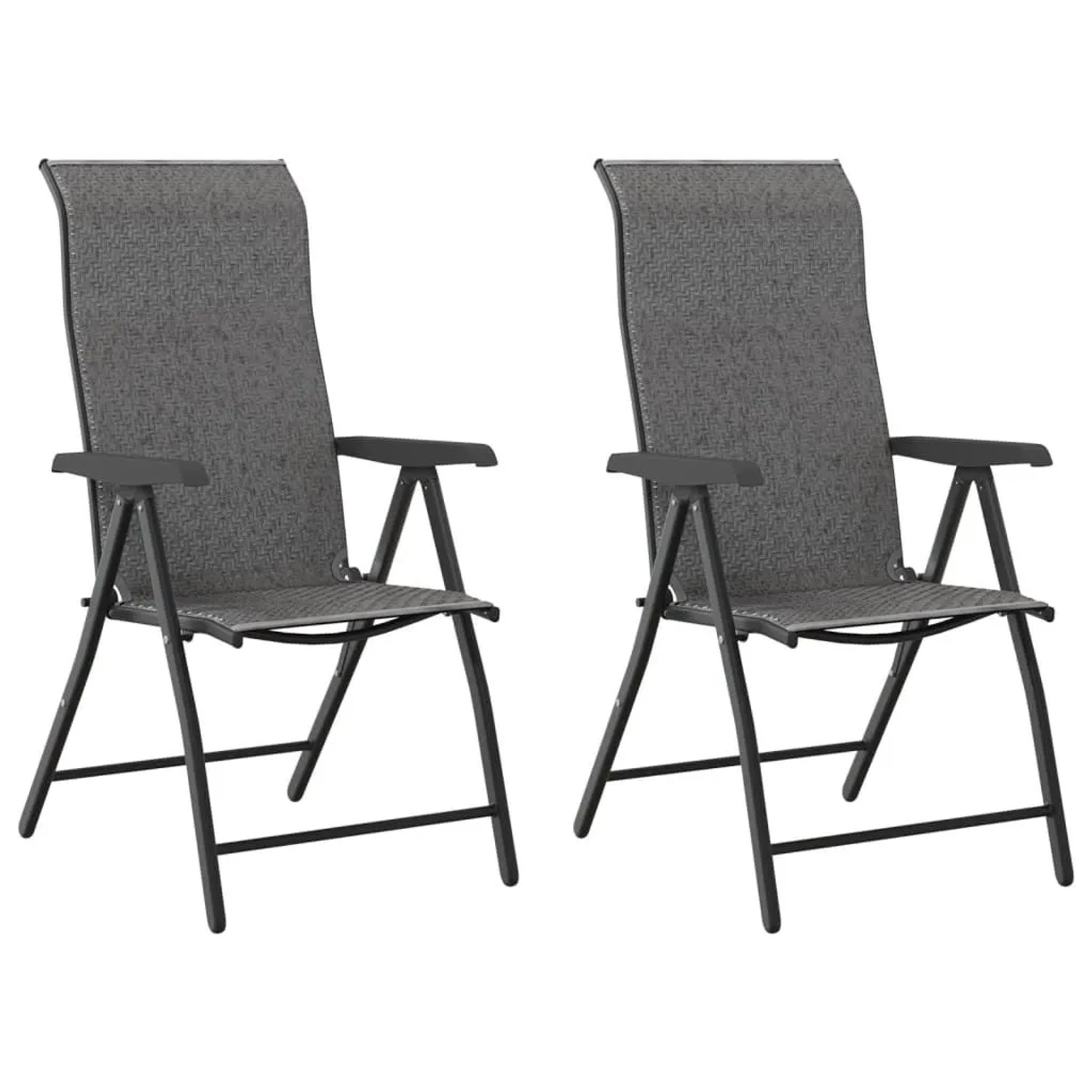 Furnicato Gartenstühle 2 Stk Klappbar Grau Poly Rattan