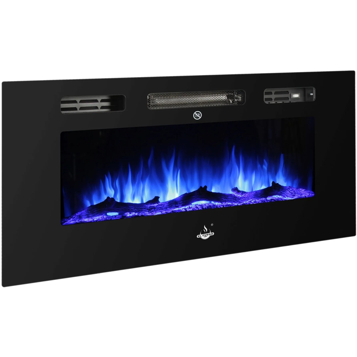 El Fuego Elektrokamin Bern 130 mit LED-Flammen in Blau, zur Wandmontage. Inklusive Fernbedienung.