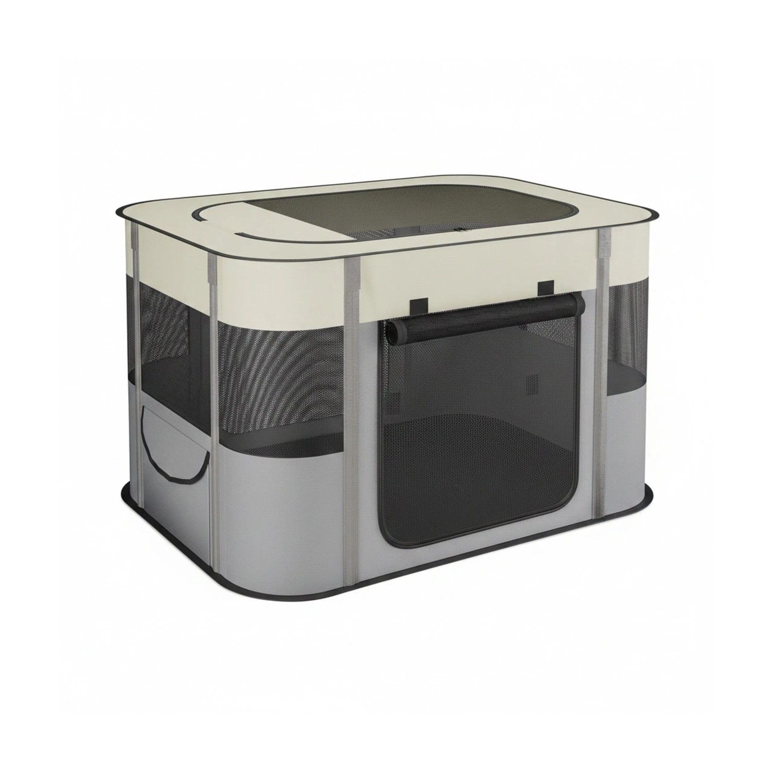 Relaxdays Welpenauslauf Oxford Gewebe Fiberglas Schwarz Grau Beige Faltbar 60 cm x 90 cm x 68 cm 1,4 kg