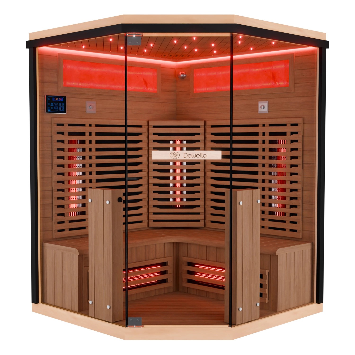 Dewello Infrarotkabine Sauna Kenora 140cm x 140cm 3 Personen Vollspektrum & günstig online kaufen