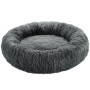 Rundes, graues Hundebett Maja von Tectake mit Plüsch und hohem Rand, Ø 80 cm.