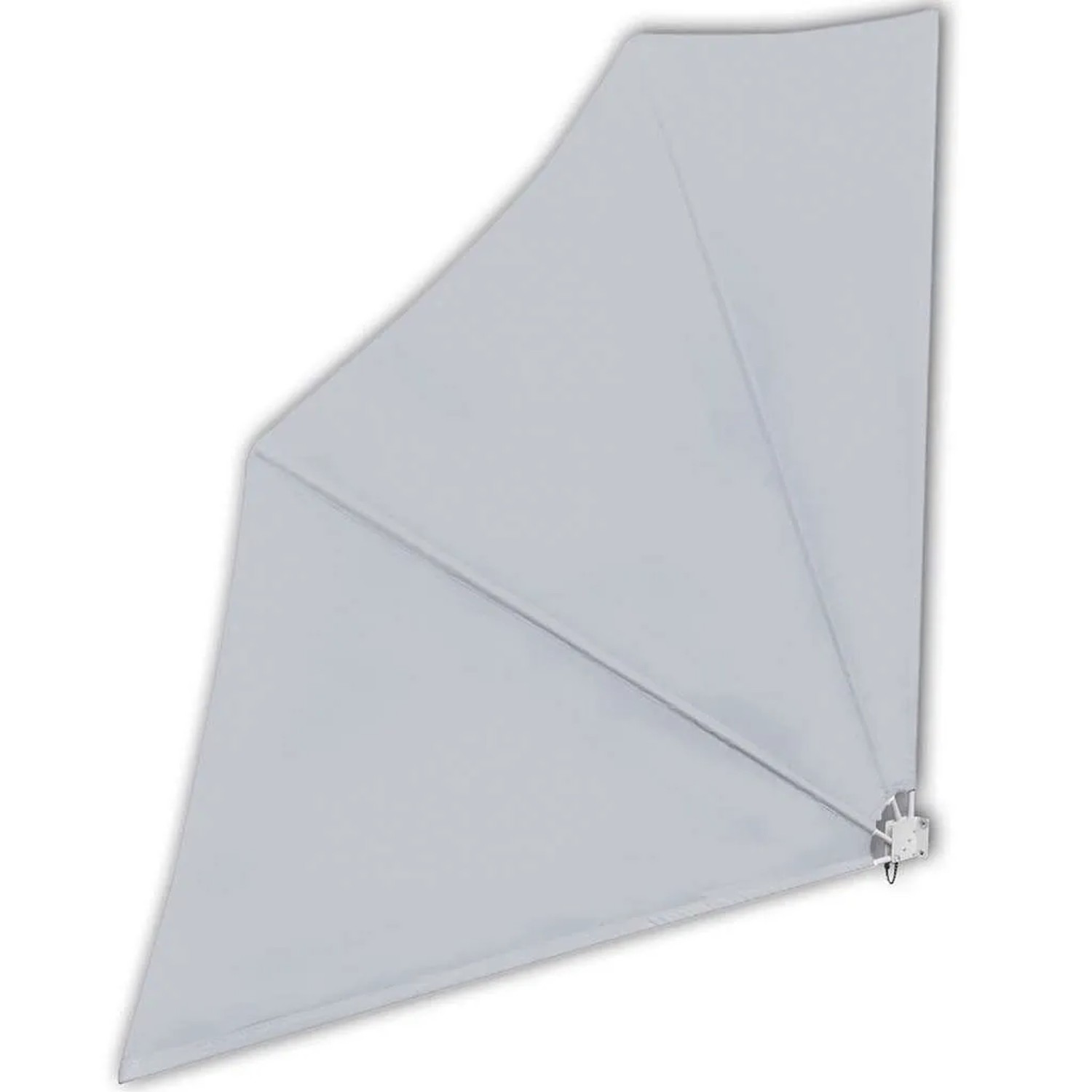 Grauer faltbarer Balkonfächer 140x140 cm. Polyester Sichtschutz, Sonnenschutz für Balkon & Garten.