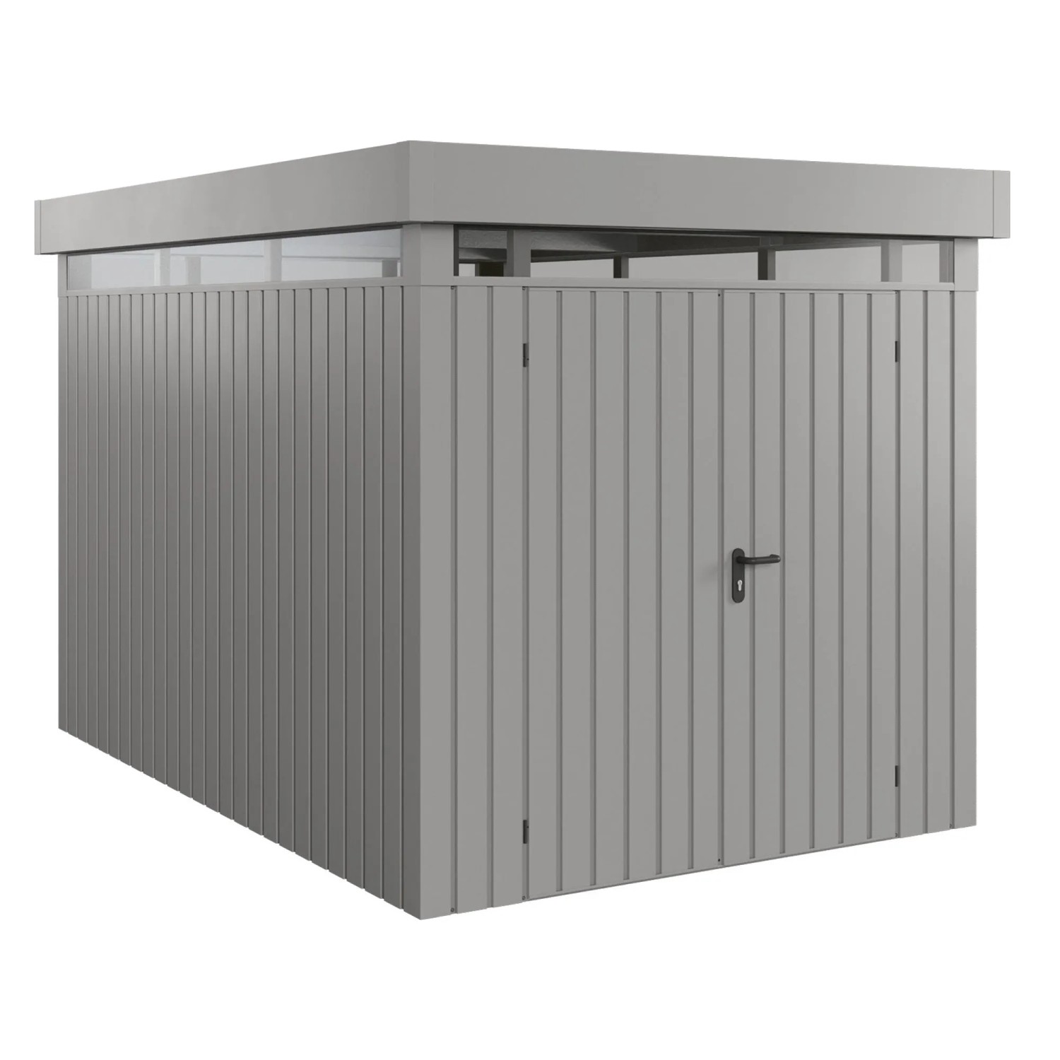 EcoStar Gerätehaus Euroline Flachdach Lichtband 229 cm x 325 cm Grau 2-flg.
