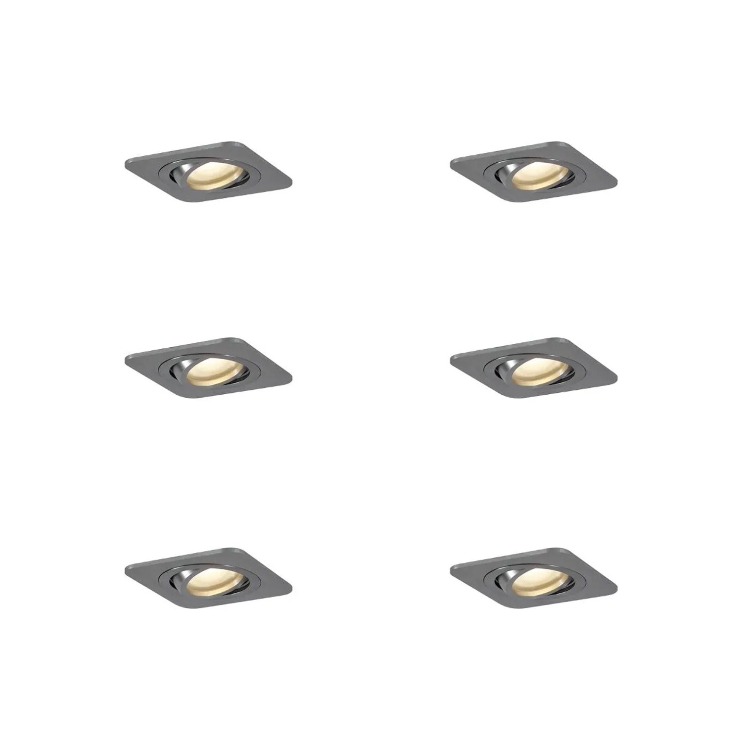 QAZQA Set mit 6 Runden Einbaustrahlern Gunmetal GU10 50mm Verstellbar IP44 AlberTo