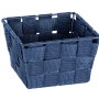 Dunkelblauer Wenko Aufbewahrungskorb Adria Mini aus Kunststoff-Geflecht, 14x9x14 cm.