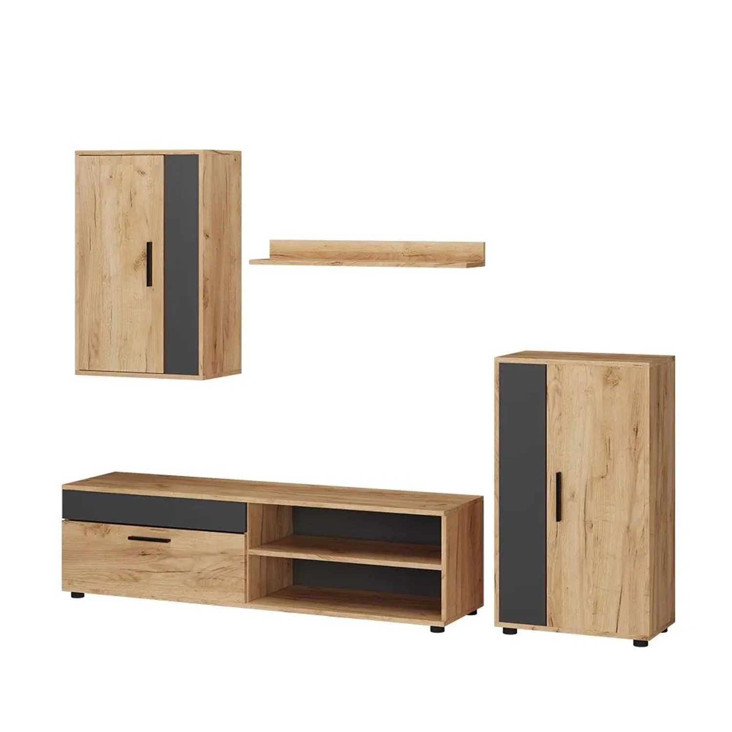 Vicco Wohnwand Berno Goldkraft Eiche 78 x 8 Set 4 Teile Art Nr 53283