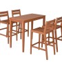 DELUKE Barset BERN, 5-teilig mit hohem Holztisch und 4 Barhockern aus Eukalyptus.