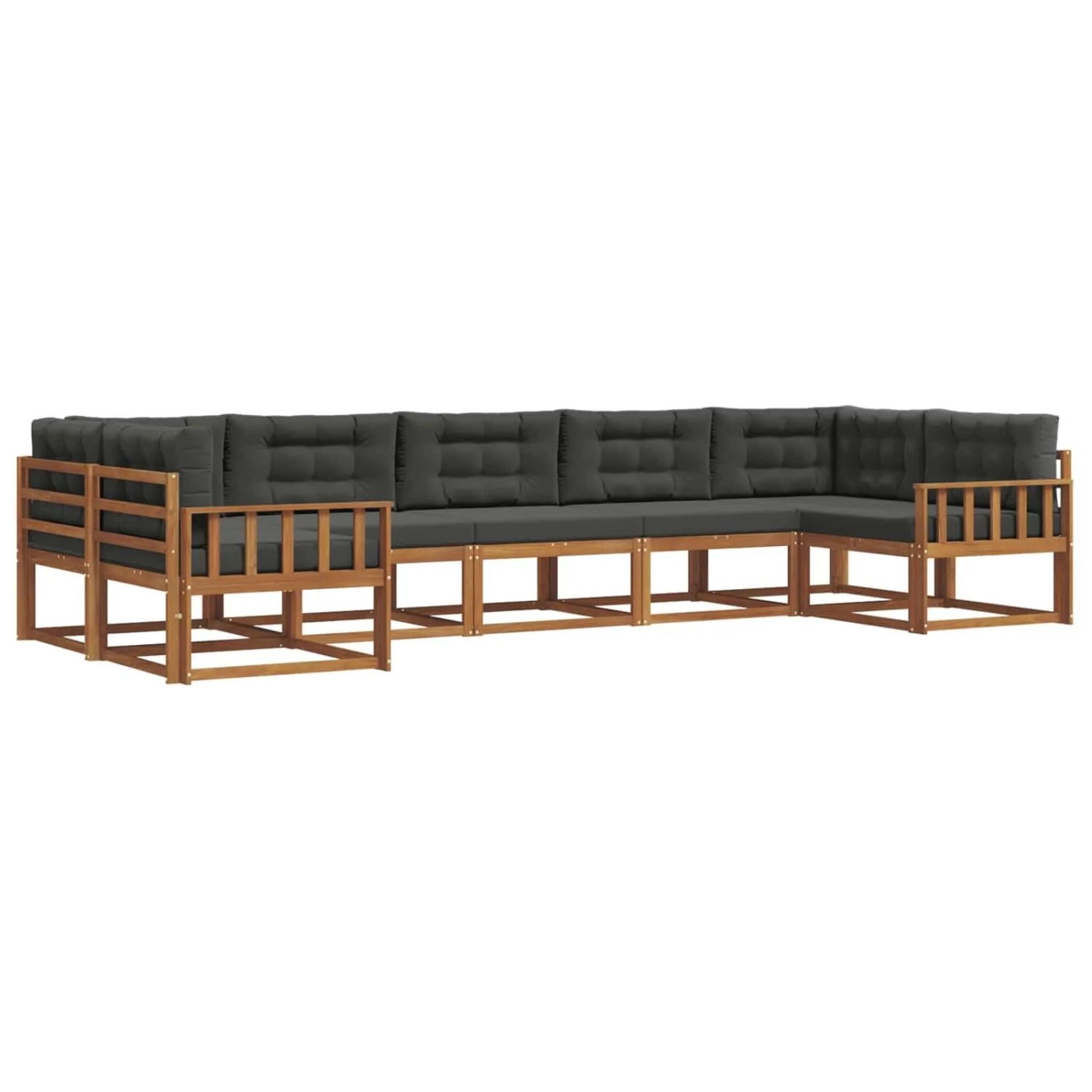vidaXL Outdoor-Sofagarnitur mit Kissen 7-Tlg Natur und Anthrazit 3368100