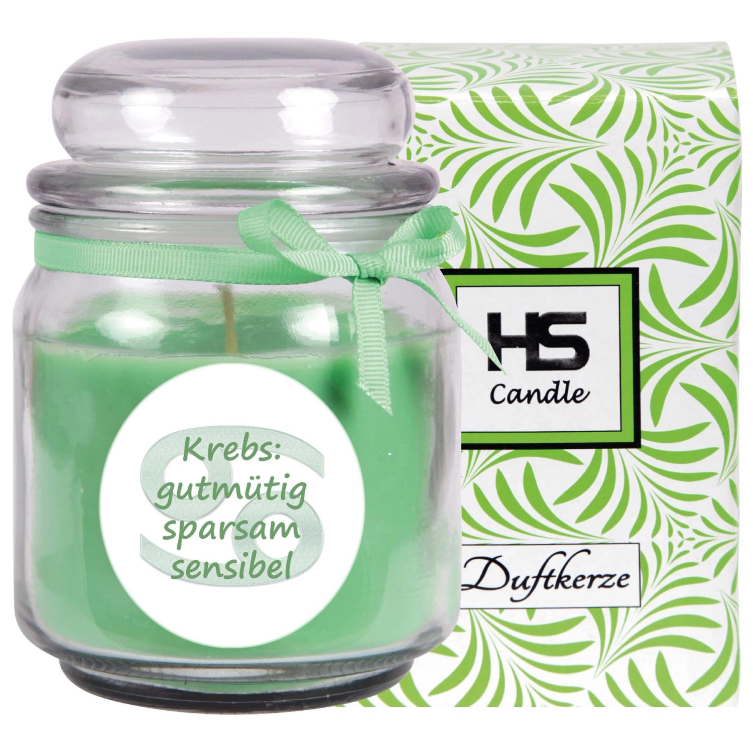 HS Candle Duftkerze Sternzeichen Krebs im Glas mit Kokos-Limetten Duft.