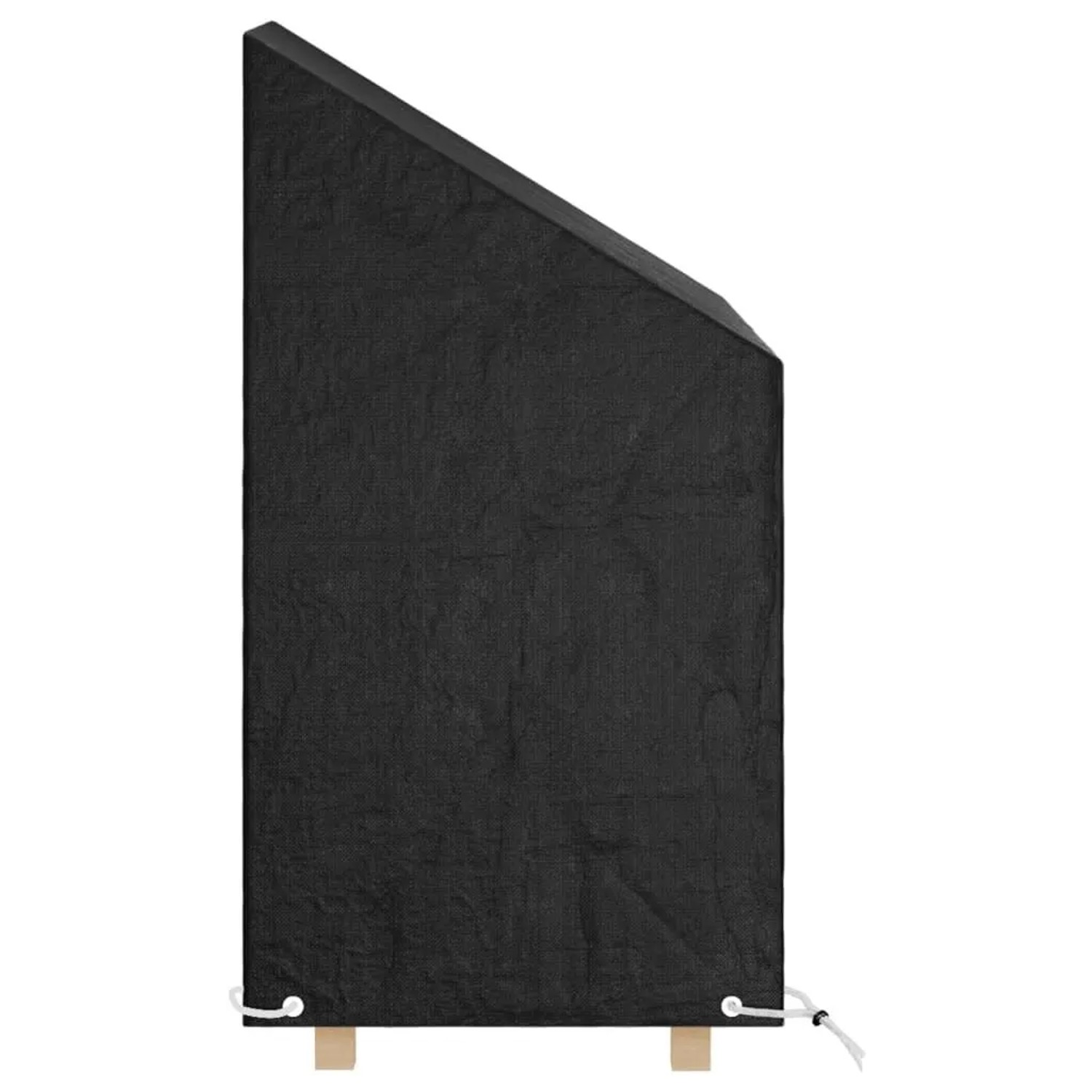 Schwarze vidaXL Gartenstuhl-Abdeckung aus Polyethylen mit schräger Oberkante, Ösen und Seil. Schutzhülle für Möbel.
