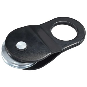 Schwarze Umlenkrolle aus Stahl, 10 Tonnen, für Seilwinden und Seilzüge.