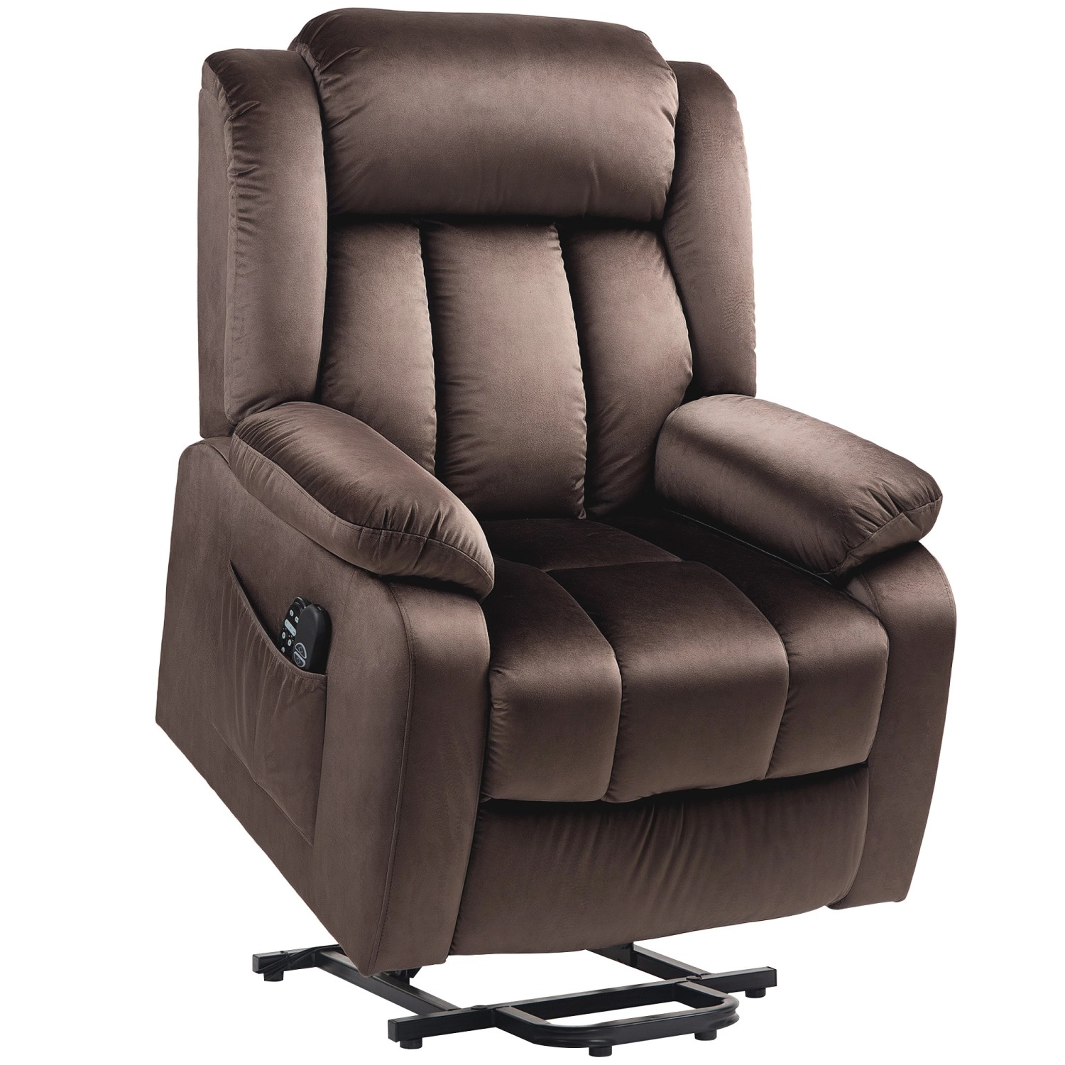 HOMCOM Fernsehsessel mit Aufstehhilfe Samt Stahl Braun 88B x 95T x 106H cm günstig online kaufen
