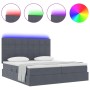 vidaXL Bett mit LED, dunkelgrau, 200x200 cm, Samt. Bettgestell mit Stauraum und Beleuchtung.