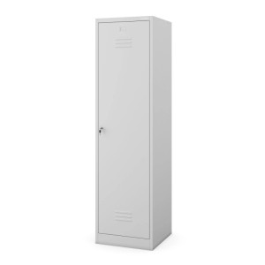 JAN NOWAK Besenschrank AGNES, 185cm hoch, grau, für Büro und Haushalt.