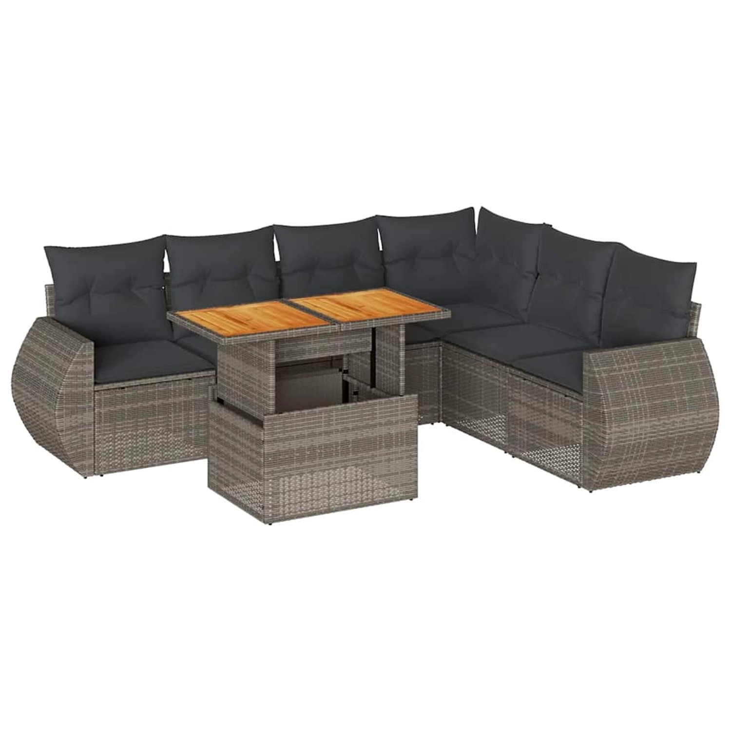 vidaXL 7-Tlg Garten-Sofagarnitur mit Kissen Grau Poly Rattan 3327273 günstig online kaufen