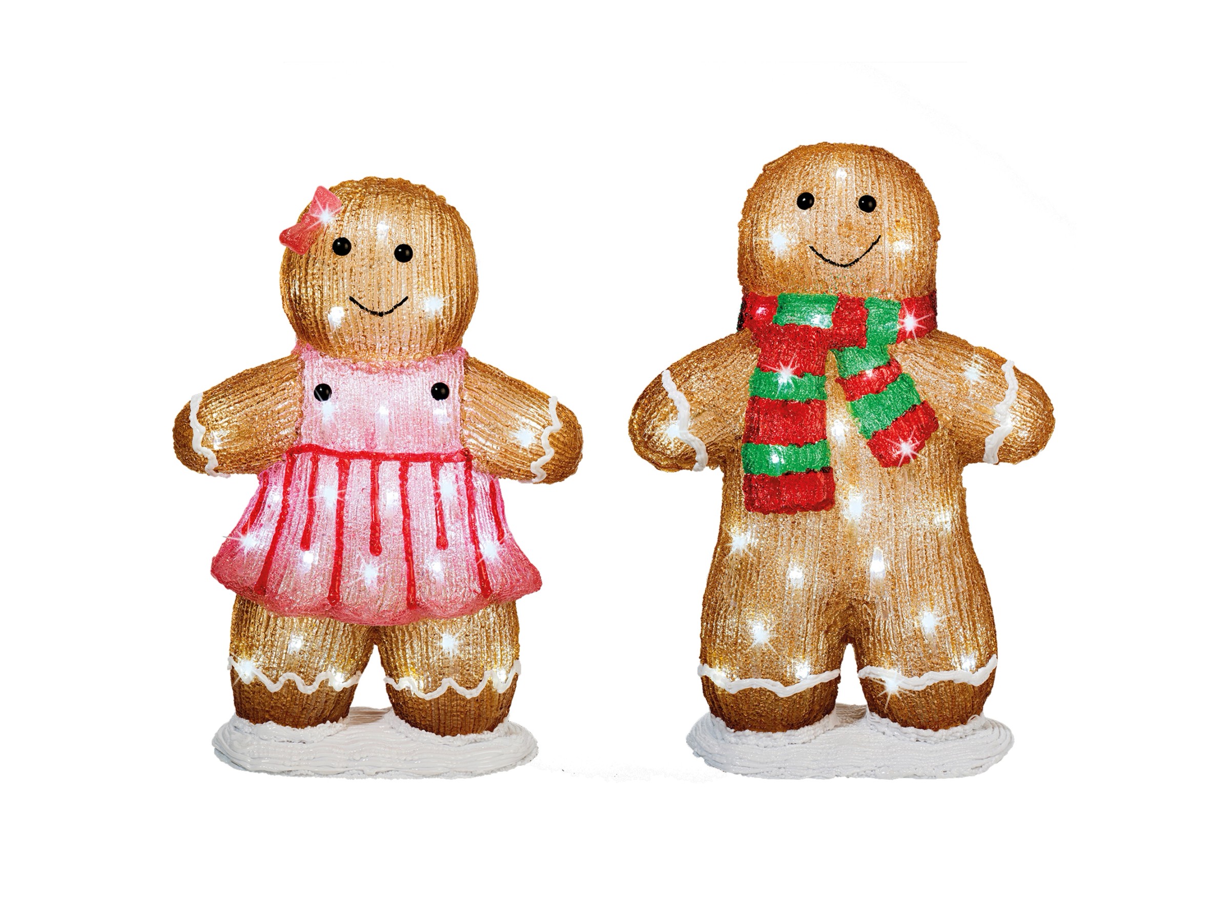 Dekohelden24 Weihnachtsbäcker Aus Keramik – 4er-Set Mit Lebkuchen | Weiß/Braun | Je 7,5x5x10 Cm