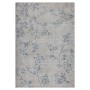 Vercai Rugs Teppich 160x230 cm, beige mit blauen Blütenzweigen. Rutschfester Polyester Chenille Teppich für Wohnzimmer.