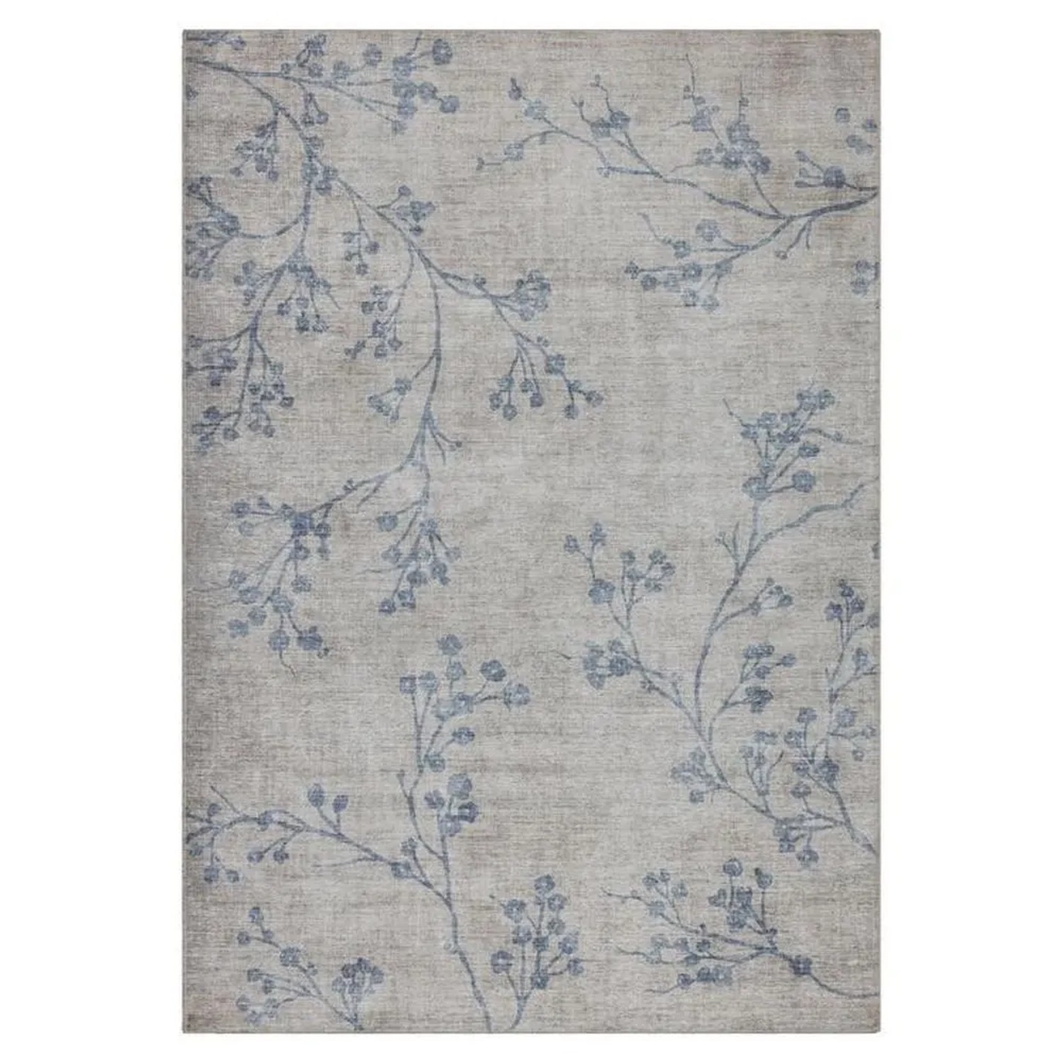 Vercai Rugs Teppich Script Blüten Beige Blau 160 x 230 cm