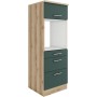 OPTIFIT Savona405 Geräteumbauschrank, 60 cm, Steingrün. Vorratsschrank mit Schubladen und Backofenfach.