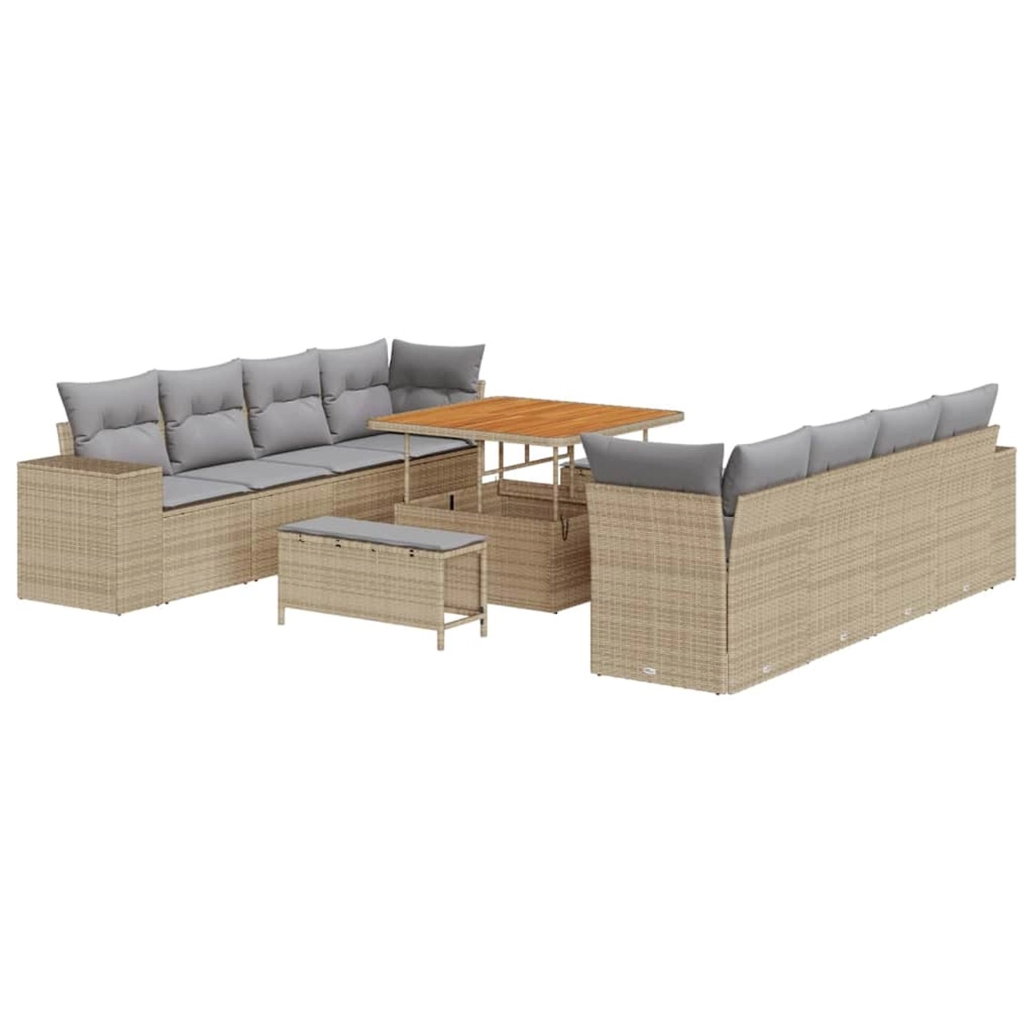 vidaXL Garten-Sofa-Set 11-Tlg Beige Poly Rattan 3361987 günstig online kaufen