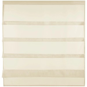 Beige Bistrogardine mit Raffoptik und Stangendurchzug für Fenster, 100x110 cm.