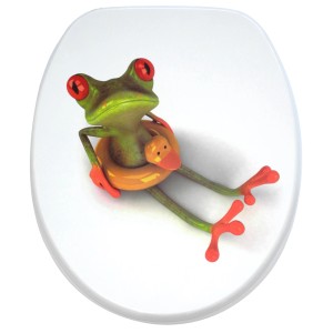 Sanilo WC-Sitz Froggy: Toilettendeckel aus Holz mit Frosch und Schwimmreifen.