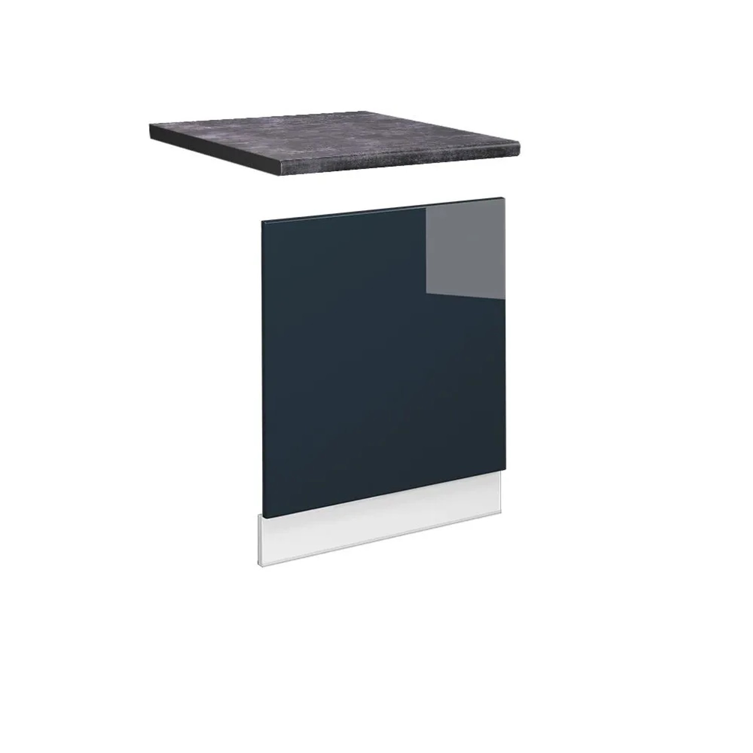 Vicco Frontblende Fame-Line Geschirrspüler Fronttür DunkelBlau Hochglanz 60 cm AP Anthrazit mit Weiß Korpus