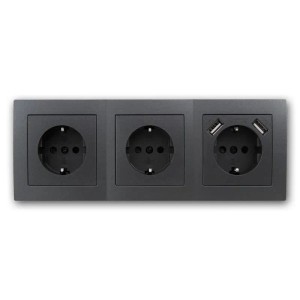 McPower Steckdosenblock Flair 3-Fach 2x USB Anthrazit