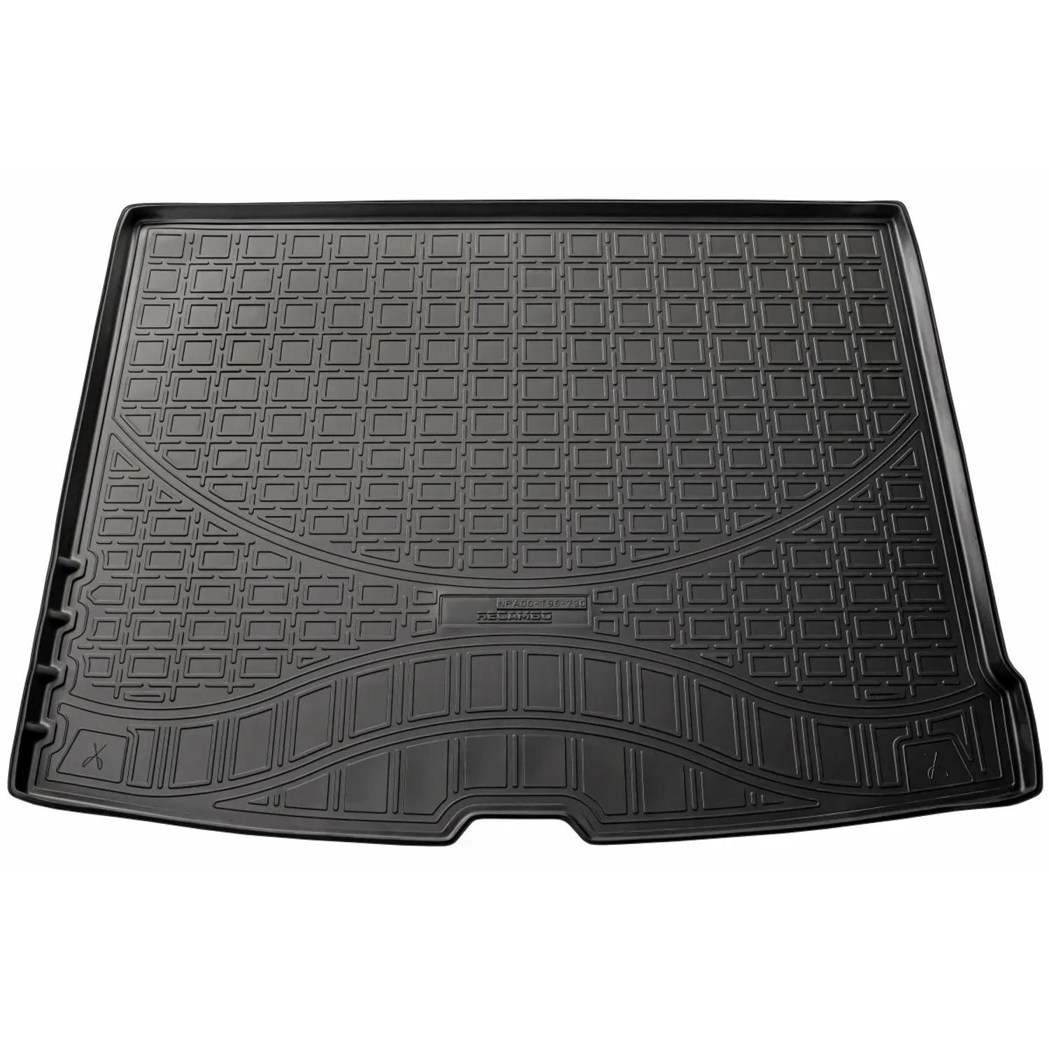 Schwarze Gummi Kofferraumwanne für Volvo XC60 II ab 2017, passgenaues Autozubehör.