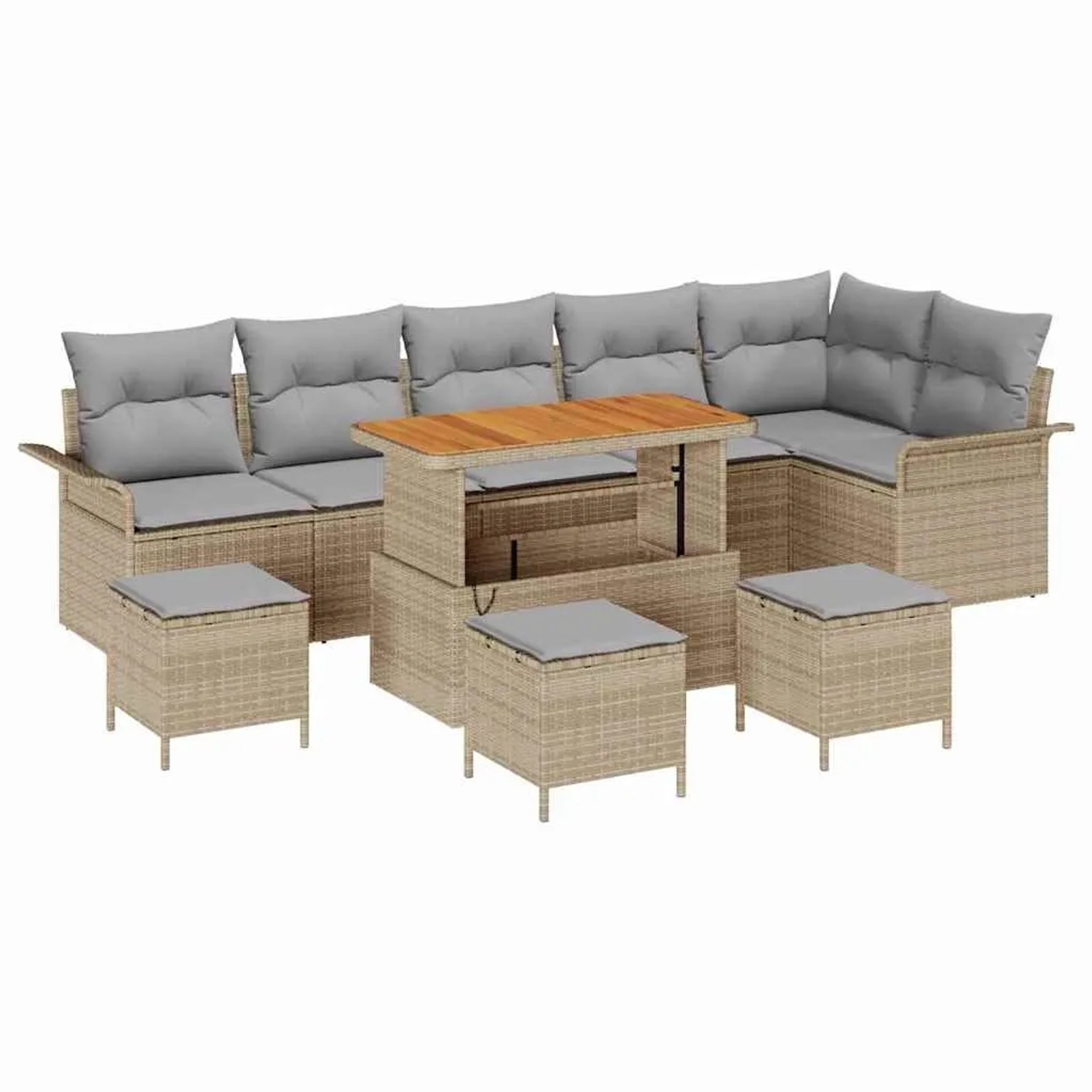 Thumbnail - vidaXL Garten-Sofa-Set mit Kissen 10-Tlg Beige und Hellgrau 3364112