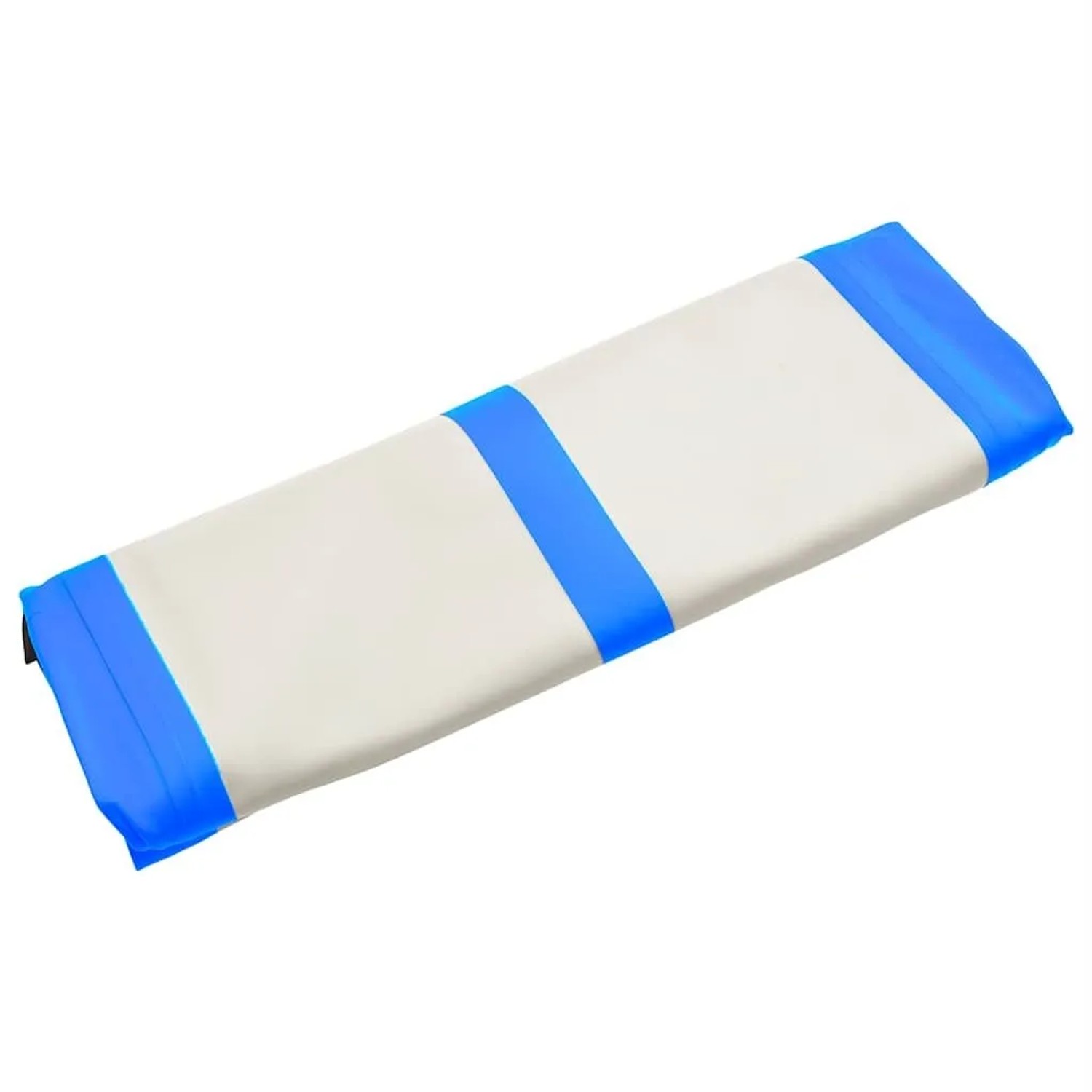 Blaue aufblasbare Gymnastikmatte aus PVC, kompakt. Ideal für Sport & Fitness. Inklusive Pumpe.