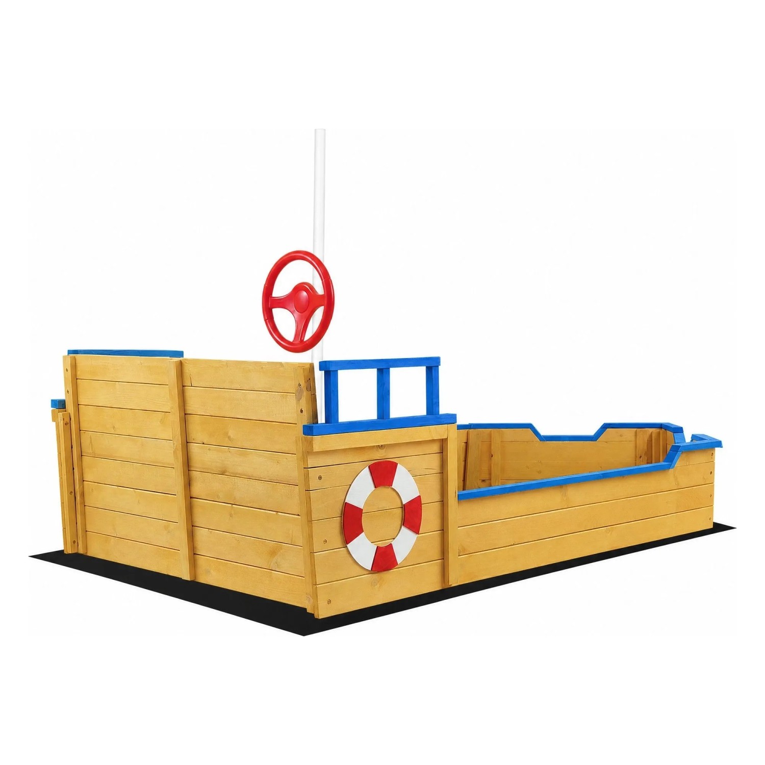 KIDIZ Sandkasten Ahoi Piratenschiff Aus Holz mit Zubehör Blau